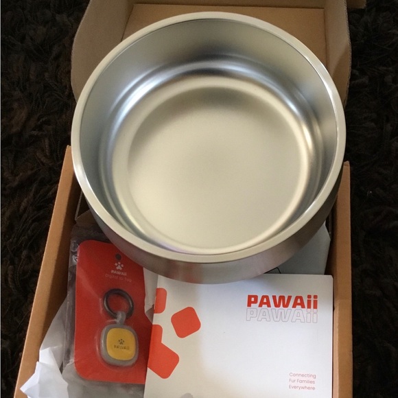 PAWAII Stainless Steel DOG BOWL ~non-slip ~ 34oz + digital ID Tag ~ POSH UP HOME - Picture 1 of 4